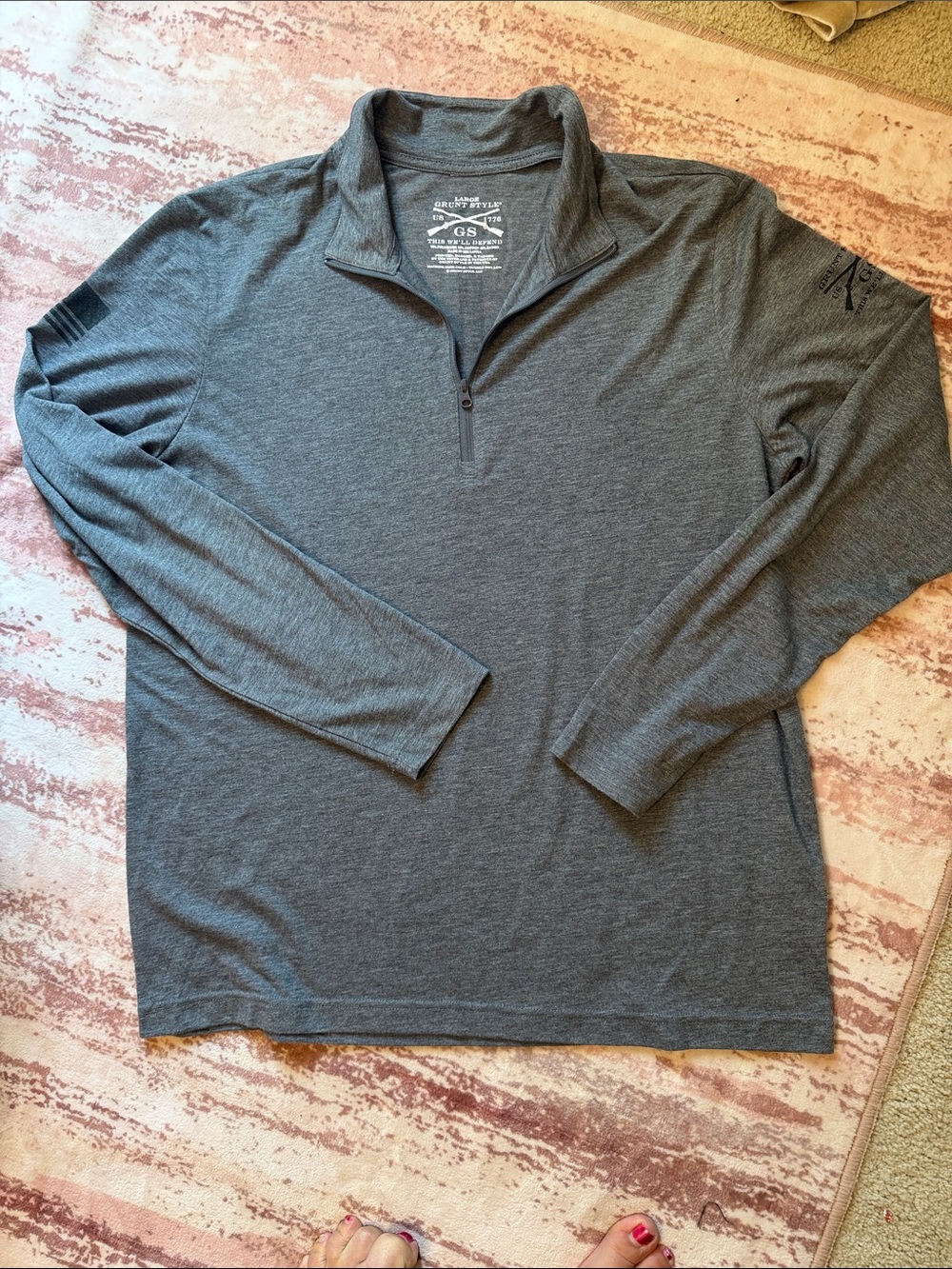 Grunt Style Men's Long-Sleeve Quarter Zip Pullover - Charcoal Gray